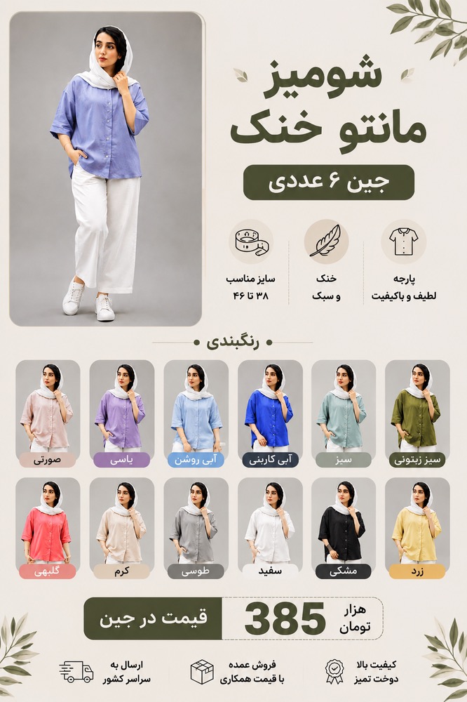 عمده شومیز باکسی جین 6 عددی 385 تومن